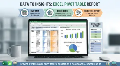 تصميم جداول Pivot Tables احترافية وتقارير تفاعلية لبياناتك على Excel.