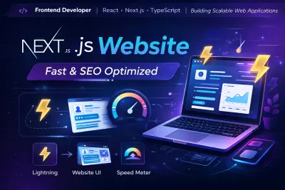 سأقوم بتطوير صفحة ويب سريعة باستخدام Next.js تحتوي على ثلاثة أقسام مع تحسين SEO