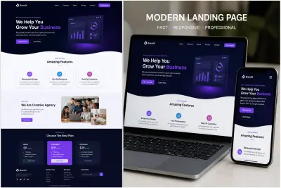 تصميم صفحة هبوط احترافية (Landing Page) باستخدام HTML و CSS و JavaScript