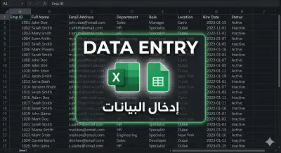 إدخال وتنسيق بيانات على Excel أو Google Sheets بدقة واحترافية.