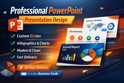 تصميم عرض power point احترافي 10-20 شريحه او اكثر حسب الطلب