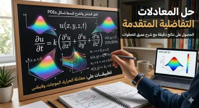 حل وكتابة شرح 3 مسائل معادلات تفاضلية جزئية (PDEs).