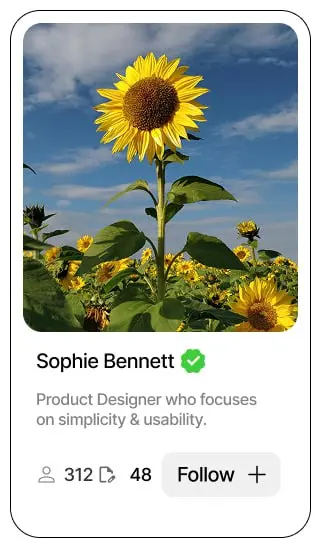 تصميم بطاقة تعريفية (Profile card )  احترافيىة