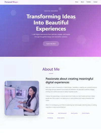 موقع شخصي احترافي بنظام "Glassmorphism" العصري والمتجاوب