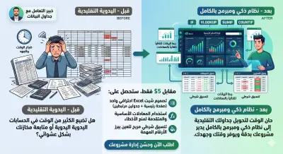 سأقوم بتصميم وبناء ملف Excel إحترافي مبرمج بالمعادلات لشركتك أو مشروعك