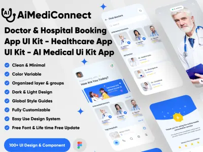 "تصميم UI/UX احترافي لتطبيق طبي (حجز دكاترة ومستشفيات)