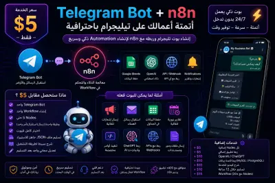 سأقوم بإنشاء Telegram Bot وربطه مع n8n لأتمتة أعمالك باحترافية