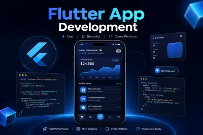 صورة العمل أقدم لك خدمة تطوير تطبيق موبايل احترافي باستخدام Flutter يعمل على Android وiOS