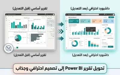 تحويل لوحة بيانات Power BI من مجرد أرقام إلى تصميم احترافي وجذاب.