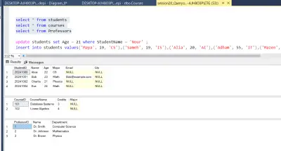 صورة العمل انشاء قاعدة بيانات باستخدام SQL