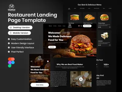 Restaurant Landing Page UI Design Using React & Tailwind CSS