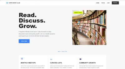 تصميم موقع ويب احترافي لنادي قراءة أو مبادرة ثقافية بشكل عصري ومتجاوب