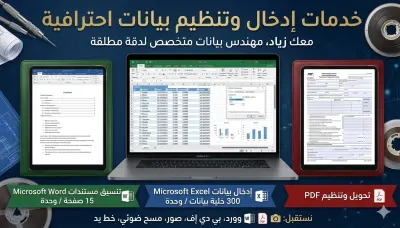 إدخال بيانات شامل لجميع الملفات مع تنظيم احترافي