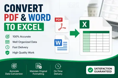خدمة تحويل البيانات من PDF/Word إلى Excel/Google sheets بسرعة ودقة