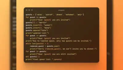 برنامج Python بسيط لإدارة القوائم والبيانات