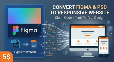 تحويل تصاميم Figma أو XD أو PSD إلى موقع ويب متجاوب (JS/HTML/CSS)