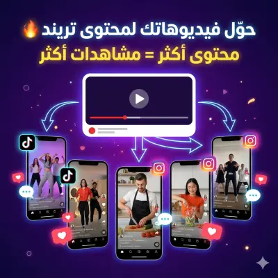 تحويل فيديو طويل إلى Reels احترافية (زيادة المشاهدات)