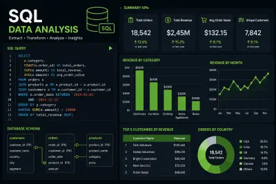 تحليل البيانات باستخدام SQL + تصميم داشبورد احترافي (KPIs & Charts)