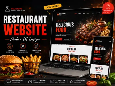 تصميم موقع مطعم احترافي (Restaurant Website UI)