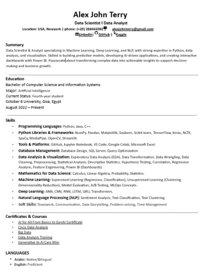 تصميم CV احترافي ATS Friendly.