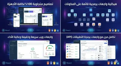 تطوير واجهات Web App احترافية باستخدام React.js مع ضمان الأداء والتجاوب الكامل.