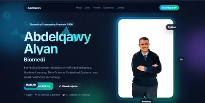 تصميم portfolio مربوط ببيانات التواصل الخاصه بيك