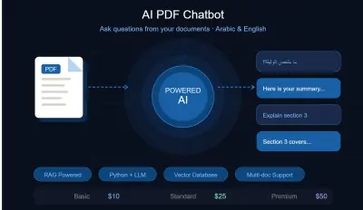 I will build an AI chatbot that answers questions from your PDF documents (Arabic & English)