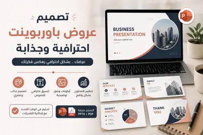 تصميم عروض باوربوينت احترافية وجذابة لأي مجال (Business – Academic – Marketing)