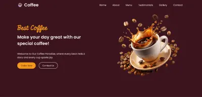 تصميم Landing Page احترافية لمقهىCoffee Shop