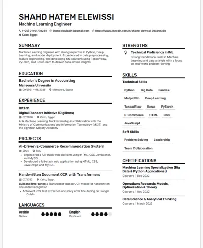 صورة العمل هعملك CV احترافي متوافق مع ATS تصميم سيرة ذاتية احترافية تجيب لك مقابلات شغل CV احترافي ومنظم متوافق مع أنظمة التوظيف