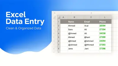 صورة العمل سأقوم بإدخال البيانات على Excel بدقة وسرعة عالية