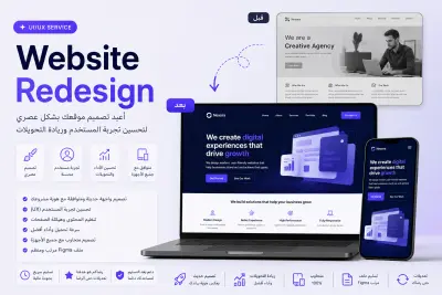 اعادة تصميم واجهات UI احترافية لمواقع الويب (Responsive Web Design)
