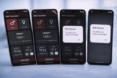 تصميم وتطوير 3 واجهات تطبيق موبايل باستخدام Flutter