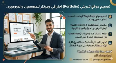 تصميم موقع تعريفي (Portfolio) احترافي ومبتكر للمصممين والمبرمجين.