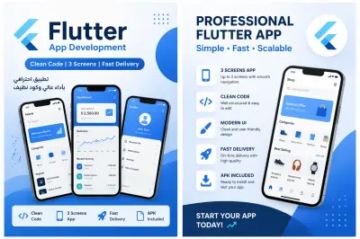 سأقوم بتطوير تطبيق Flutter احترافي