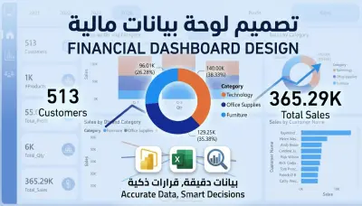 تصميم لوحات بيانات (Dashboards) احترافية وتفاعلية باستخدام Power BI أو Excel