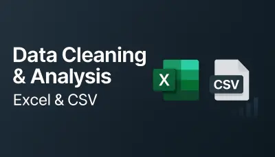 صورة العمل تحليل وتنظيف البيانات باستخدام Excel , CSV باحترافية.