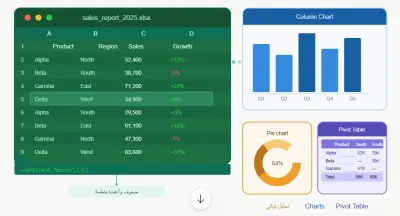 صورة العمل حوّل بياناتك المبعثرة إلى ملف Excel منظم يفهمك كل حاجة في ثواني