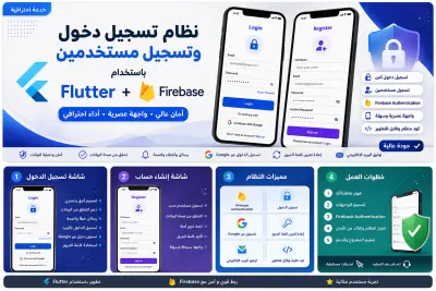 برمجة نظام تسجيل دخول وتسجيل مستخدمين باستخدام Flutter و Firebase باحتراف