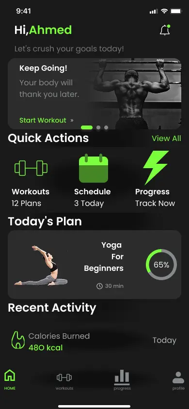 تطبيق الكتروني Personal Fitness & Wellness تصميم UI UX
