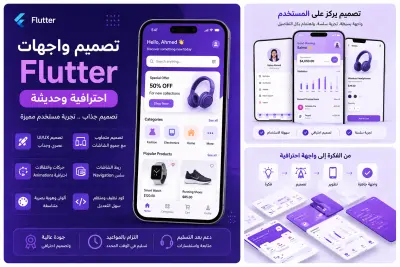 سأقوم بتصميم واجهة Flutter احترافية واحدة (UI/UX + Responsive)