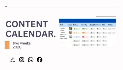 عمل خطة محتوي content calendar لمدة اسبوعين