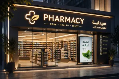 تصميم واجهة صيدلية احترافية واحدة بجودة عالية للسوشيال ميديا