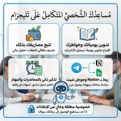 تطوير بوت تليجرام متكامل: تنظيم مهام، تتبع مصاريف، وتدوين يوميات