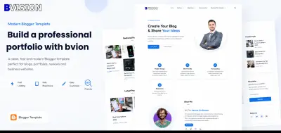 قالب Portfolio عصري على بلوجر لعرض الأعمال bvision