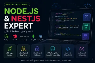 تطوير وتعديل Backend باستخدام Node.js و NestJS و Express