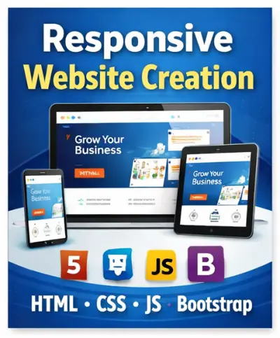 سأقوم بإنشاء موقع ويب متجاوب باستخدام HTML و CSS و JavaScript و Bootstrap