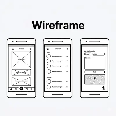تصميم Wireframe للشاشات لتنظيم فكرة التطبيق