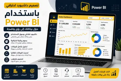 سأقوم بإنشاء داشبورد احترافي باستخدام Power BI لعرض وتحليل بياناتك