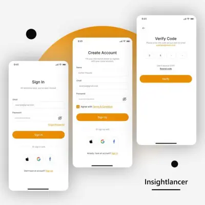سأصمم واجهات تسجيل الدخول وإنشاء الحساب والتحقق (Login / Sign Up / OTP)